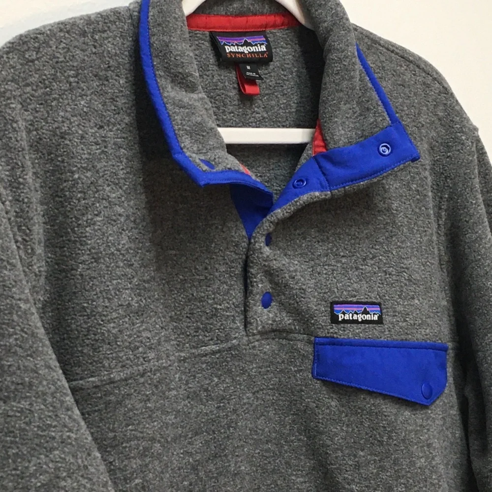 Patagonia Synchilla Fleece Pullover Sweatshirt Men’s Medium Nickel Clement Blue
